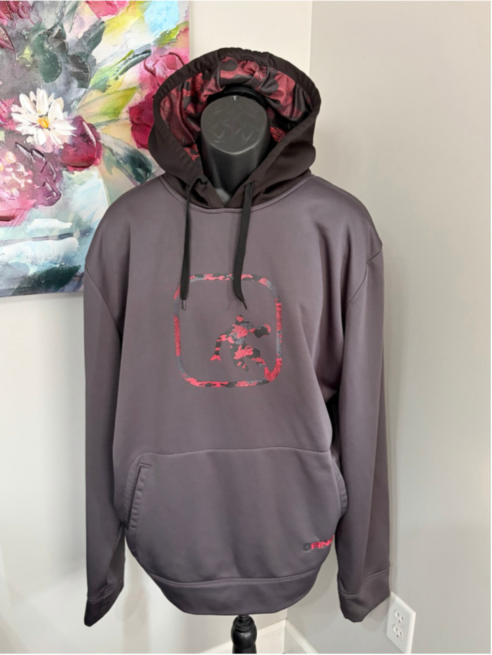 Men's AND1 Gray & Red Camo Hoodie 3XL